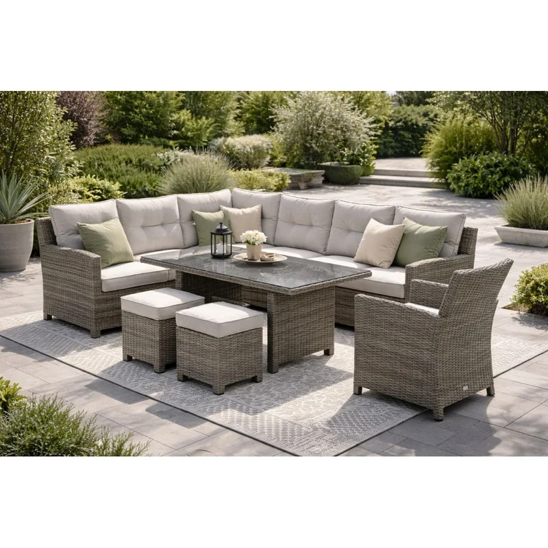 Garden Impressions Blue bird lounge-dining set 5-delig links organic grijs desert sand