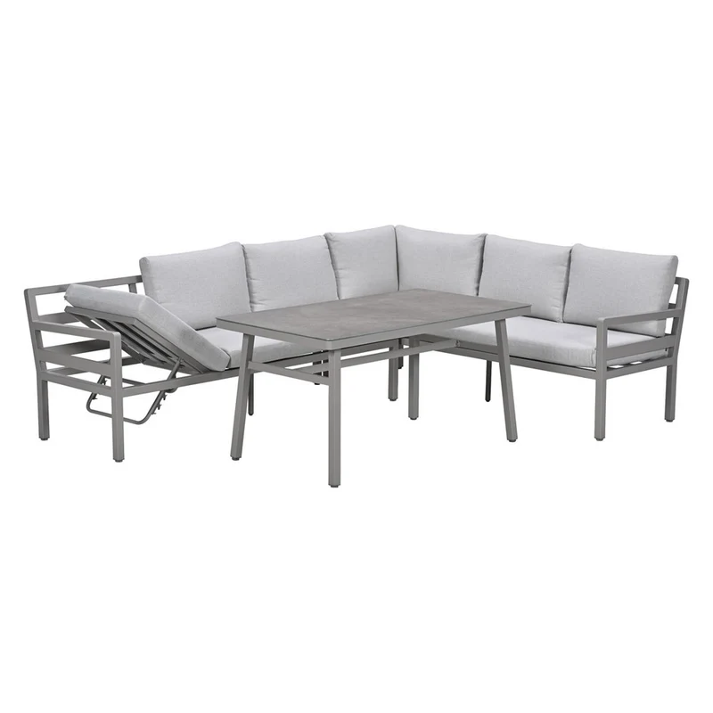 Garden Impressions Corsica lounge-dining set 4-delig rechts taupe valley sand slate grijs keramisch glas