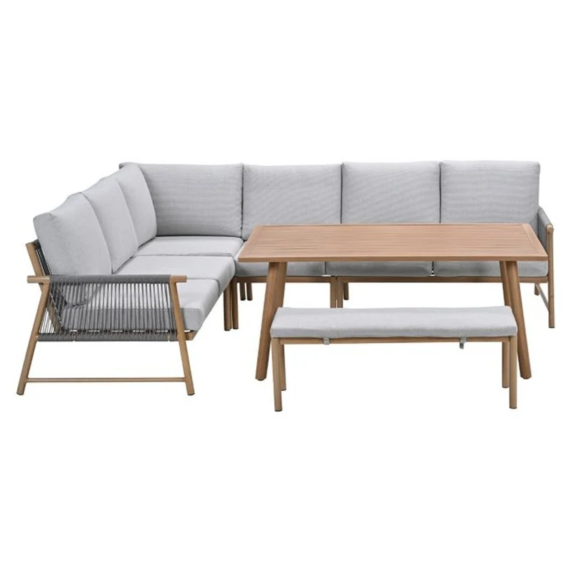 Garden Impressions Bahama lounge-dining set 5-delig light teaklook taupe valley sand