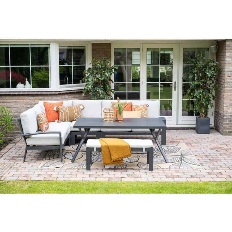Garden Impressions Rondo lounge-dining set 6-delig carbon black valley sand