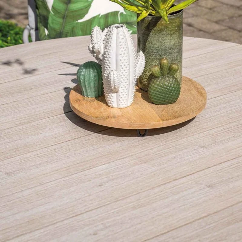 Allasio tuinset 6-delig carbon black met Edison tuintafel rond 148 cm light teak vironwood