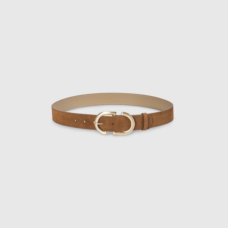 Curved Buckle Belt - Tan