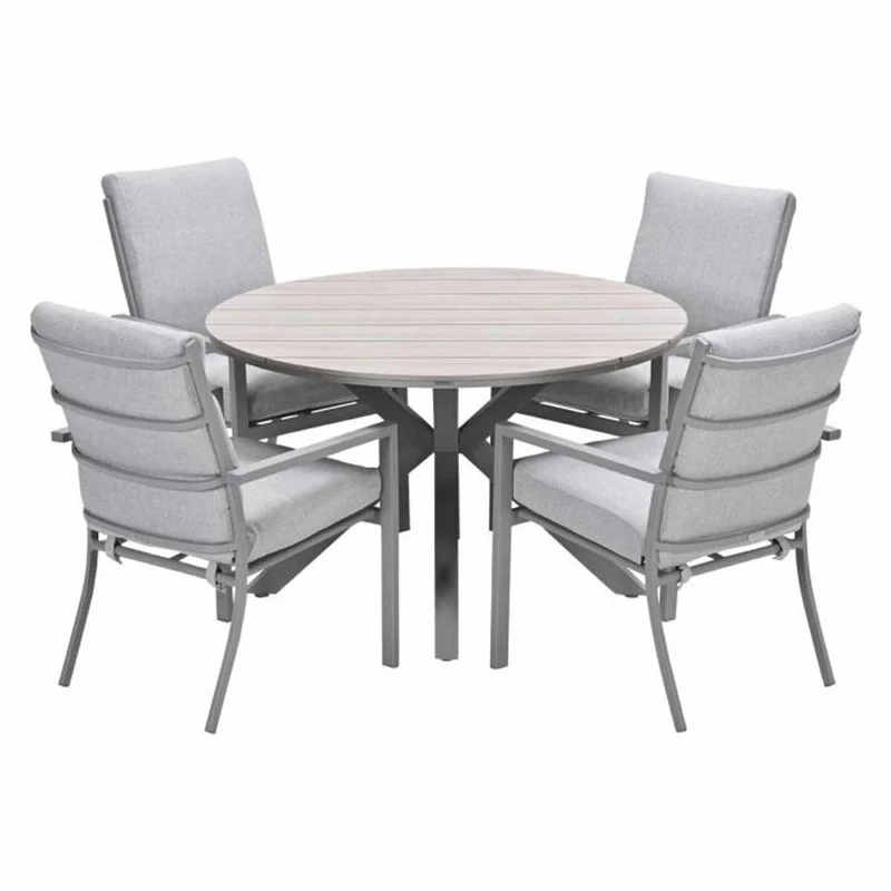 Sergio tuinset 5-delig carbon black met Edison tuintafel light teak vironwood