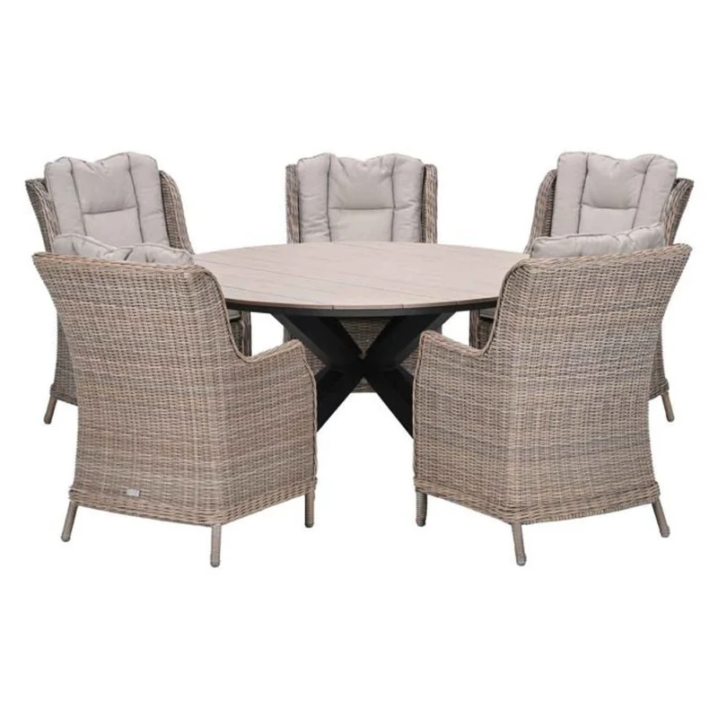 Osborne tuinset 6-delig Vintage Willow - Edison ronde dining tafel 148 cm