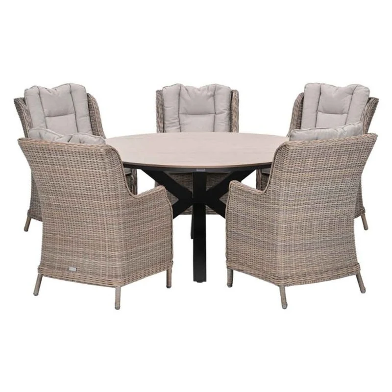 Osborne tuinset 6-delig Vintage Willow - Edison ronde dining tafel 148 cm