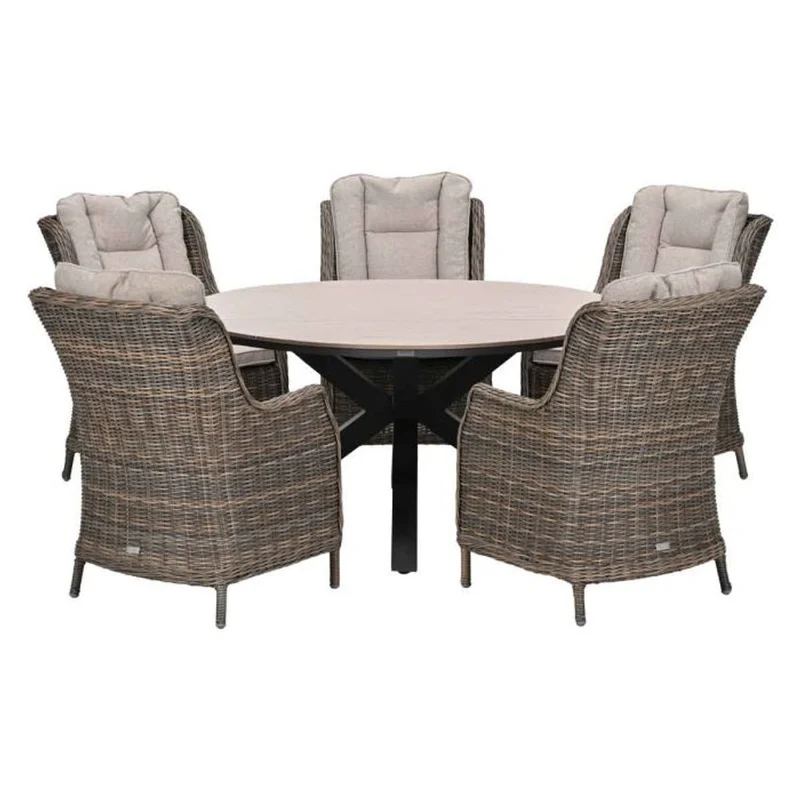 Osborne tuinset 6-delig Earl Grey - Edison ronde dining tafel 148 cm