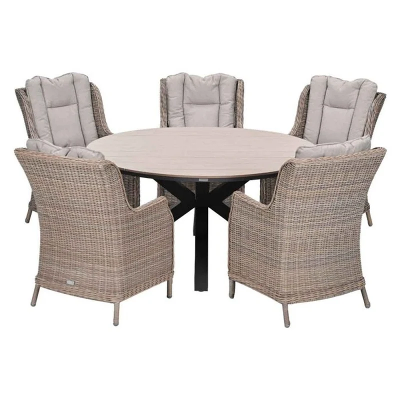 Osborne tuinset 6-delig Earl Grey - Edison ronde dining tafel 148 cm