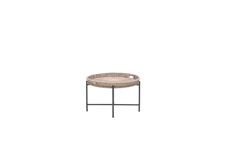 Benidorm bijzettafel - diameter 70xH40 cm - carbon black - natural rotan