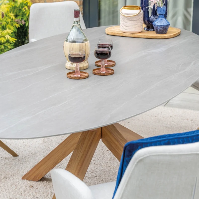 Acate tuinset 7-delig draaibaar Light Teak Look - Scotland dining tafel 230x115 Napoli Sand
