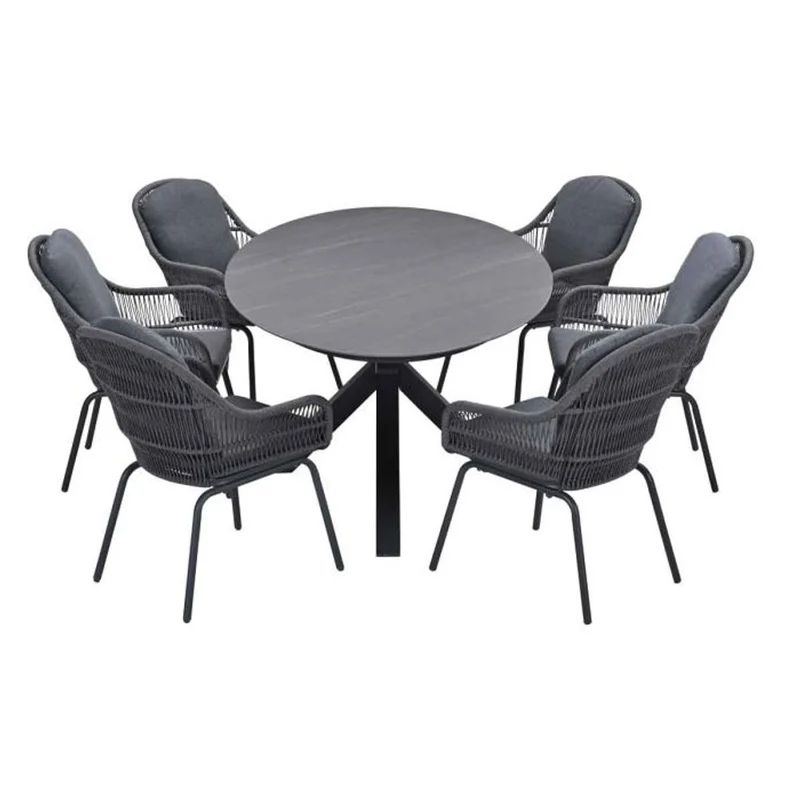 Triton tuinset 7-delig Carbon Black - Scotland dining tafel 230x115 Napoli Grey