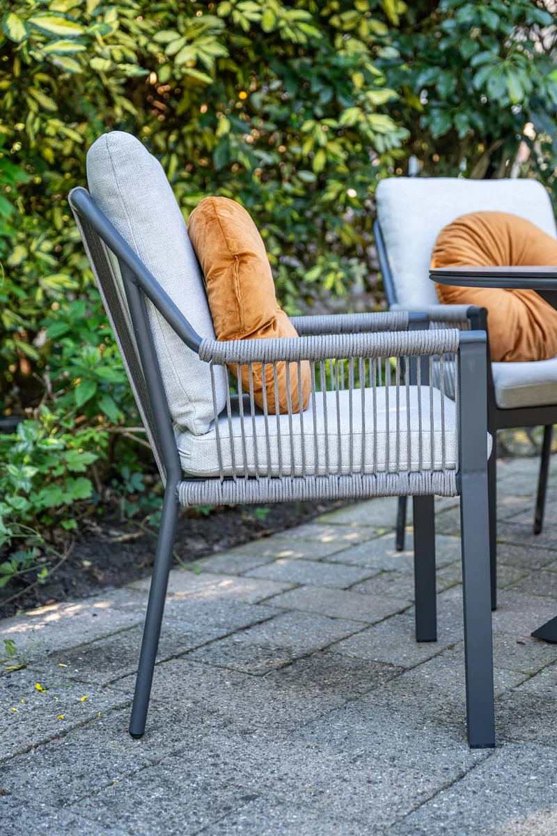 Raxa dining fauteuil - carbon black - rope taupe-valley sand