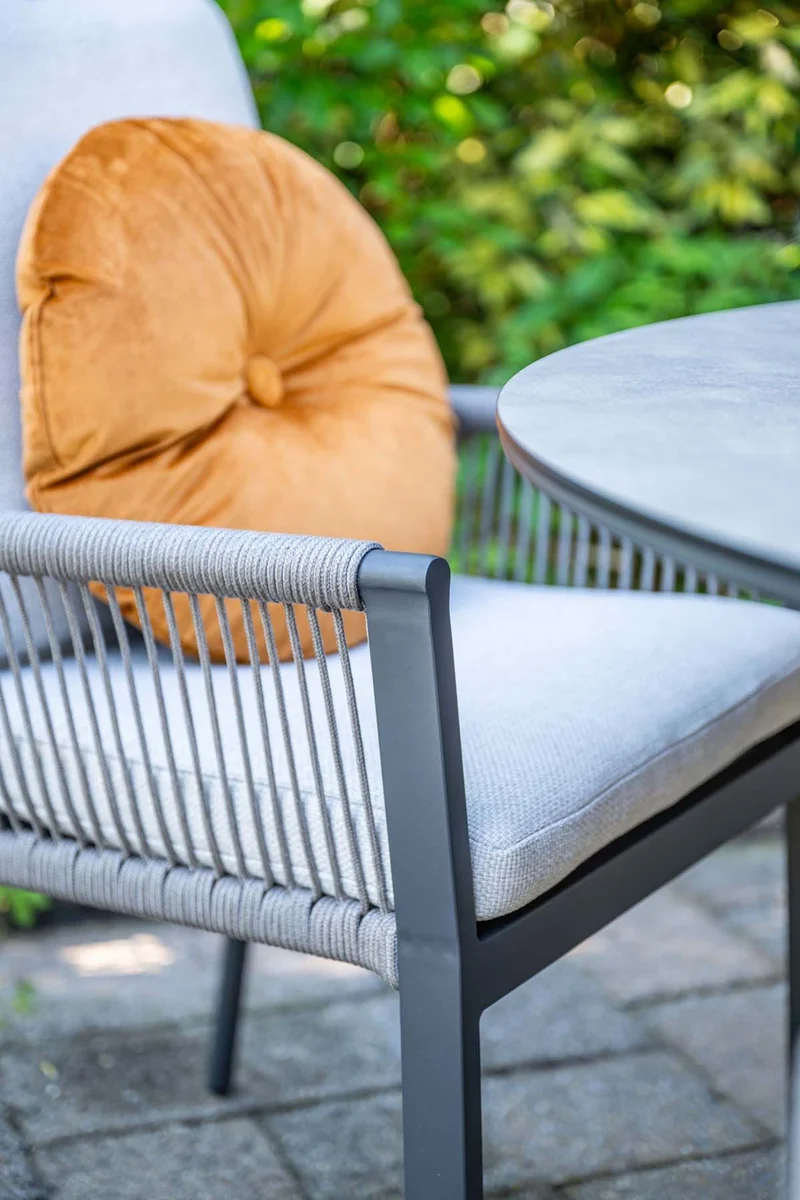 Raxa dining fauteuil - carbon black - rope taupe-valley sand