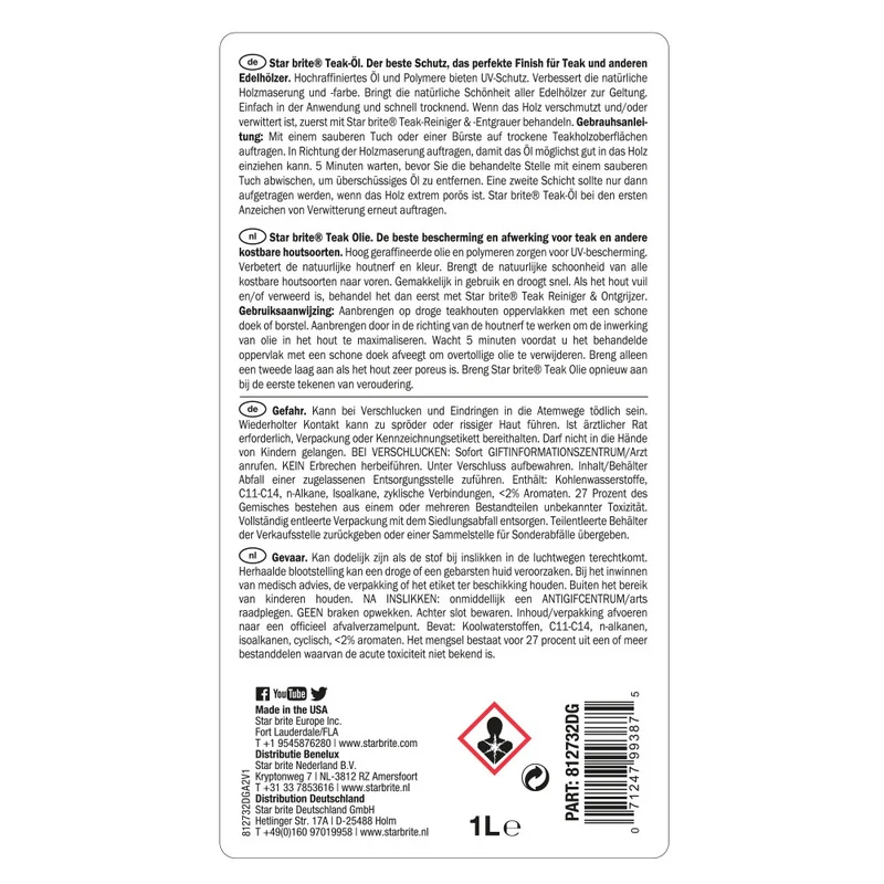 Star brite Teak & Hardhout Olie 1 liter