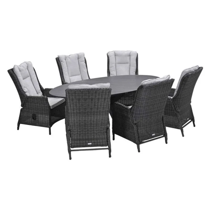 Osborne verstelbare tuinset 7-delig Earl Grey met Scotland tafel Napoli Grey 230x115 cm