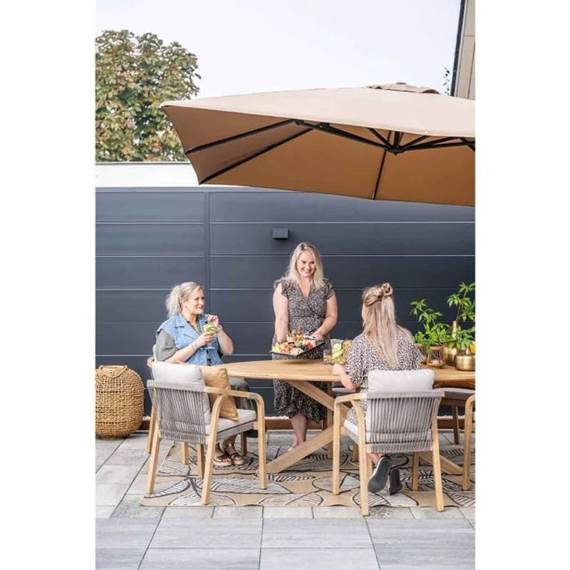 Santos dining tuinset 7-delig Acacia White Wash met Urania tafel ovaal 220x115 cm