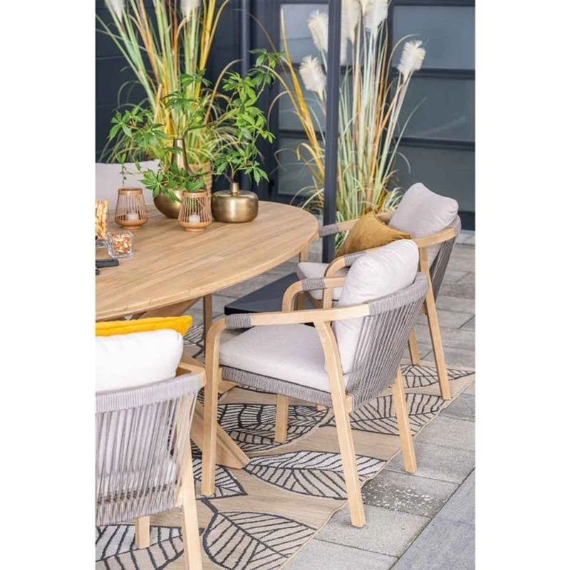 Santos dining tuinset 7-delig Acacia White Wash met Urania tafel ovaal 220x115 cm