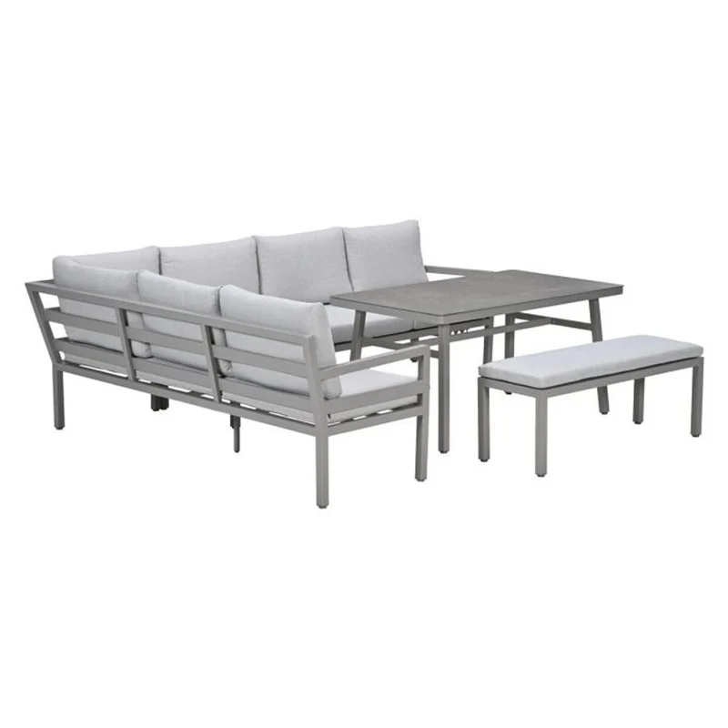 Garden Impressions Corsica lounge-dining set 4-delig links taupe valley sand slate grijs keramisch glas