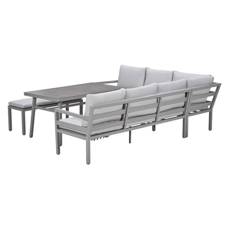 Garden Impressions Corsica lounge-dining set 4-delig links taupe valley sand slate grijs keramisch glas