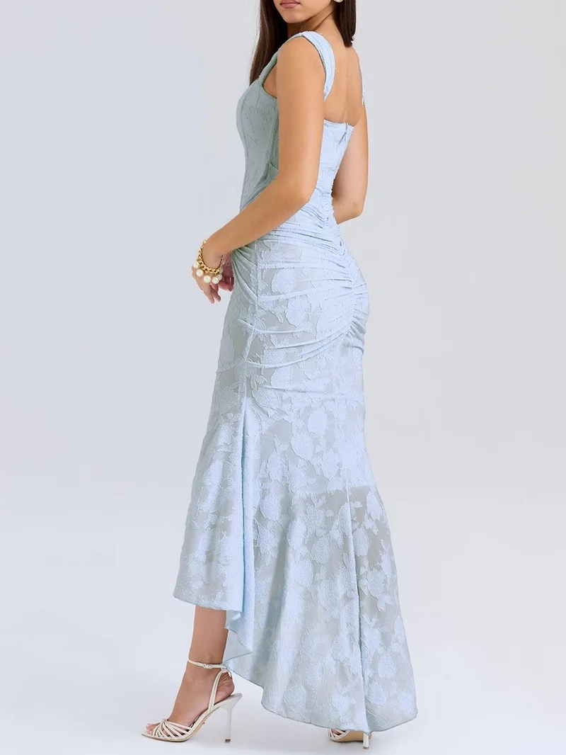 Blaues Glockenblumen-Maxikleid
