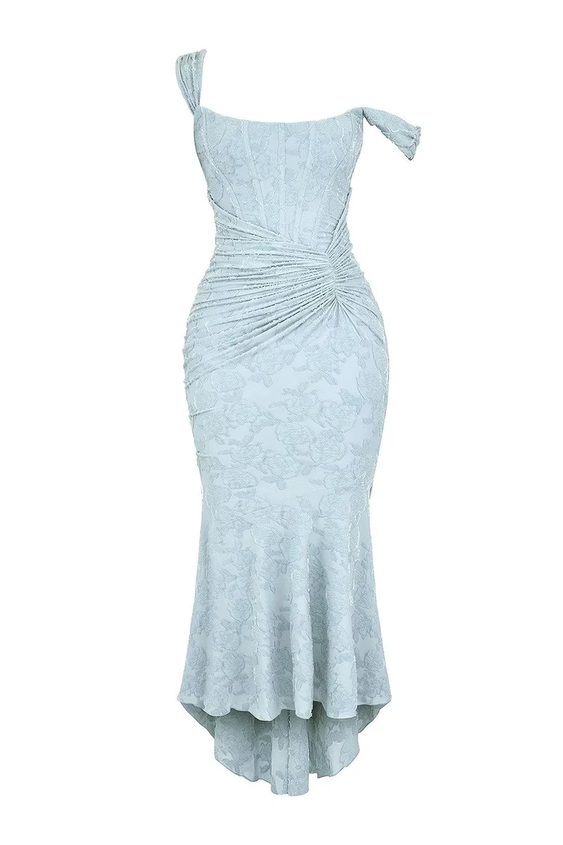 Blaues Glockenblumen-Maxikleid