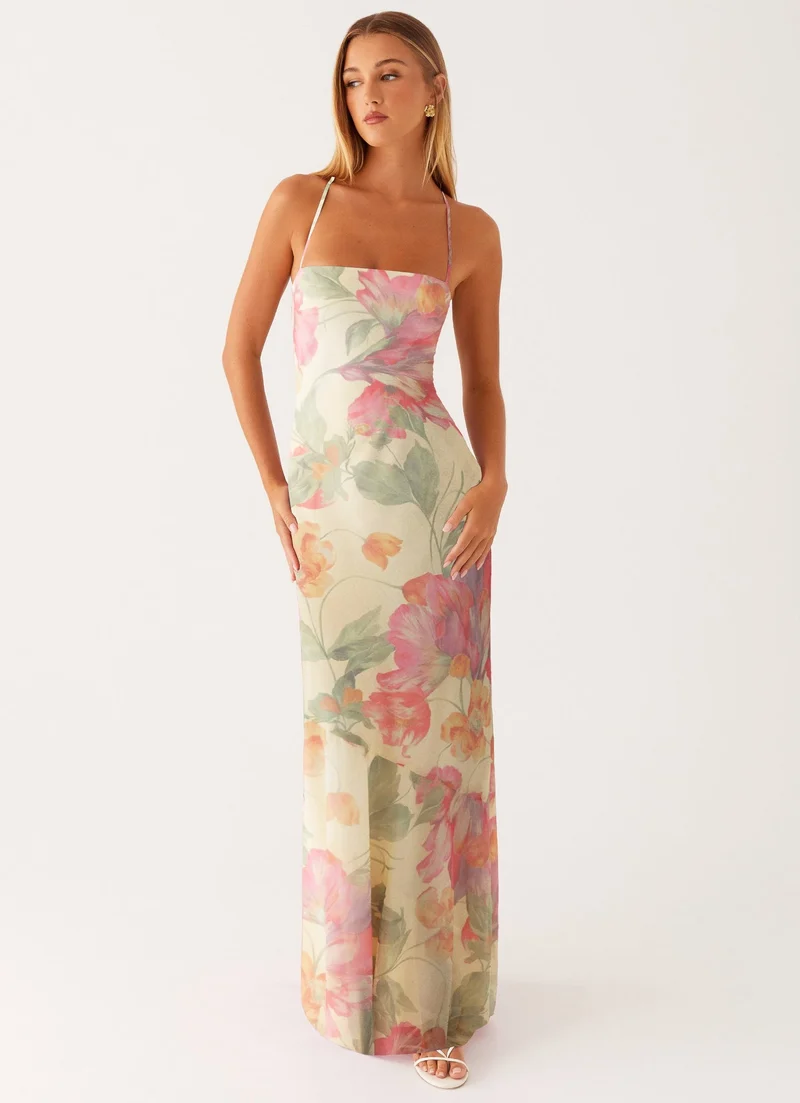 Damen Blumen Maxikleid Sommer Ärmelloses Strandkleid