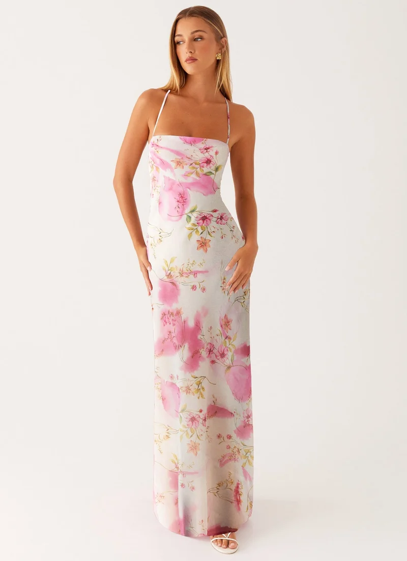 Damen Blumen Maxikleid Sommer Ärmelloses Strandkleid