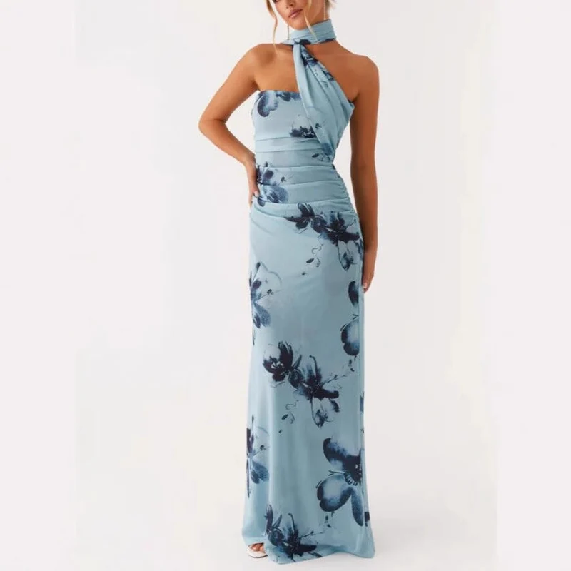 Damen Blumen Maxikleid Sommer Ärmellos