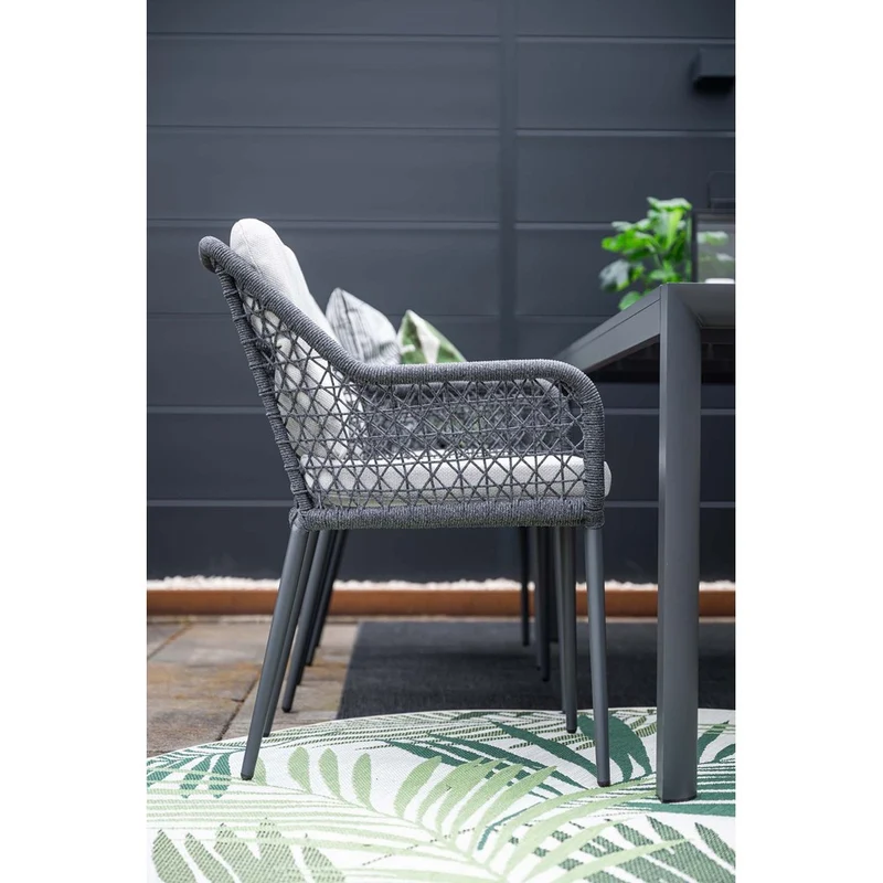 Toledo dining tuinstoel carbon black rope donker grijs