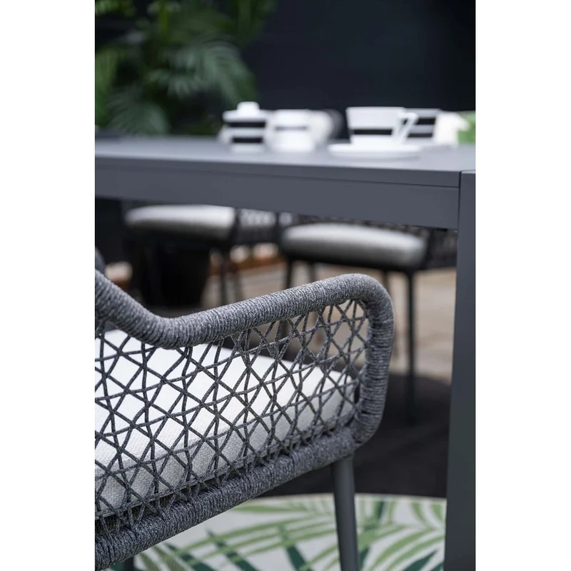 Toledo dining tuinstoel carbon black rope donker grijs