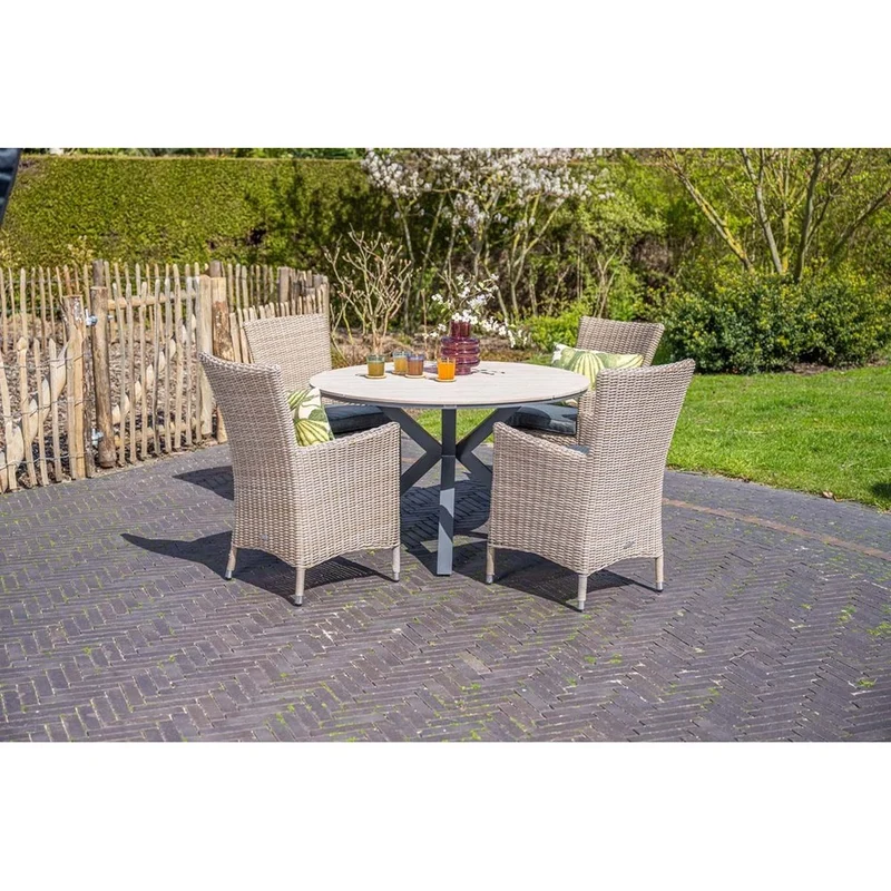 Edison tuintafel rond 122 cm light teak vironwood
