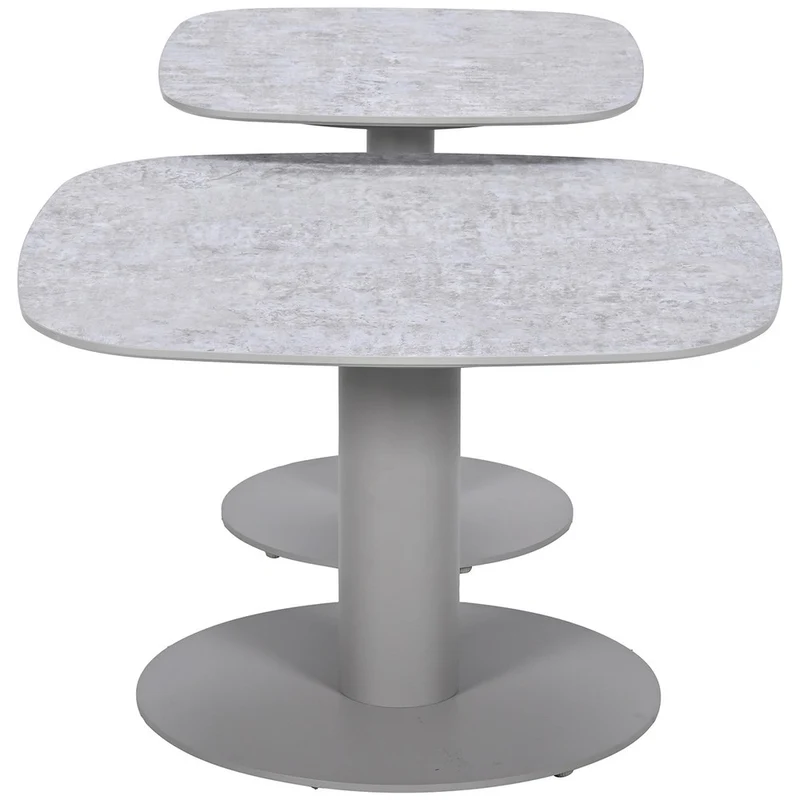 Garden Impressions Bosco set van 2 lounge tafels taupe light teak look Fibrestone doha sand