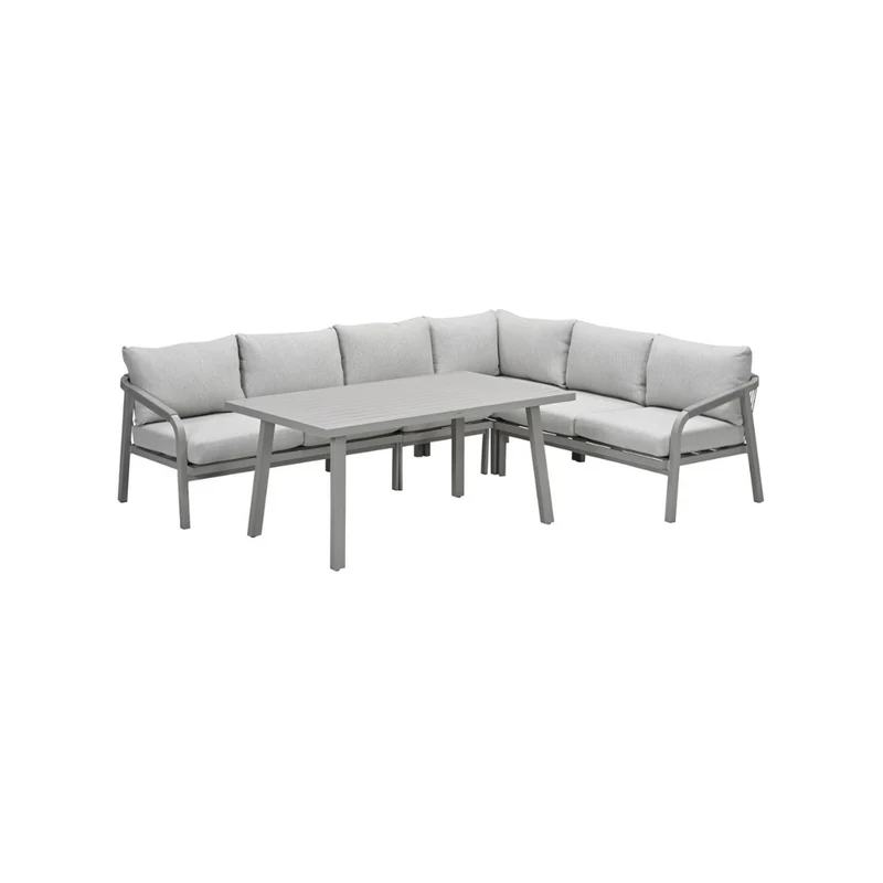 Monti dining loungeset - 5-delig - taupe - aluminium frame - rope grey sand - valley sand