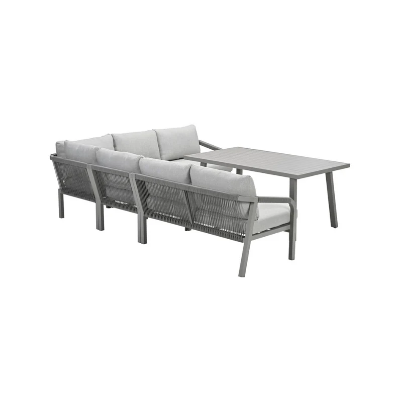 Monti dining loungeset - 5-delig - taupe - aluminium frame - rope grey sand - valley sand