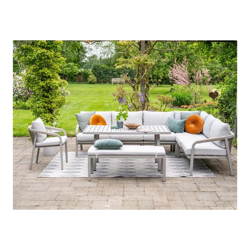 Monti dining loungeset - 5-delig - taupe - aluminium frame - rope grey sand - valley sand