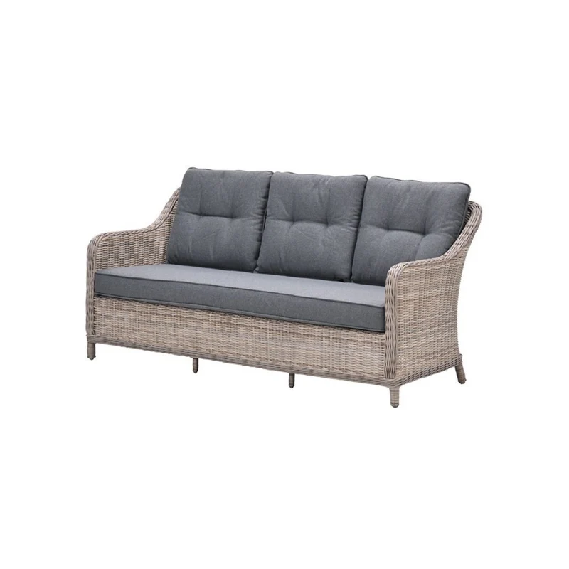 Milwaukee driezits tuinbank wicker - vintage willow - mystic grey