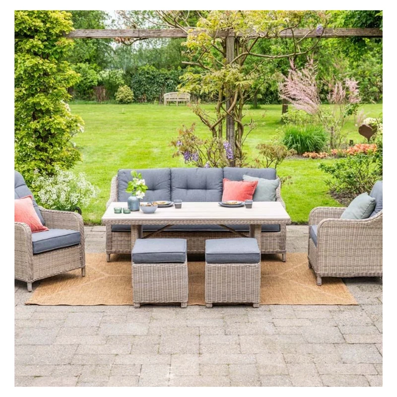 Milwaukee driezits tuinbank wicker - vintage willow - mystic grey