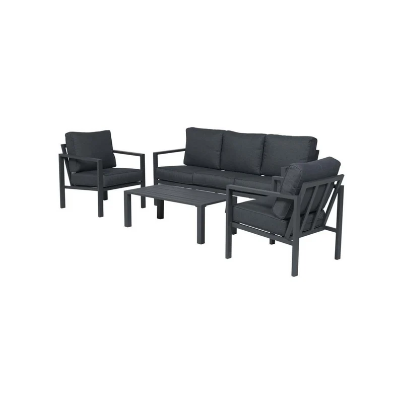 Springs loungeset - 4-delig - aluminium - carbon black - reflex black