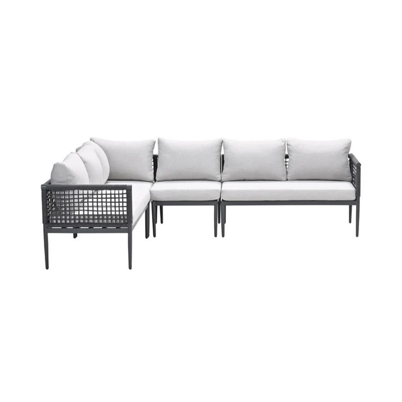 Teramon hoek loungeset - 4-delig - carbon black - rope dark grey - valley sand
