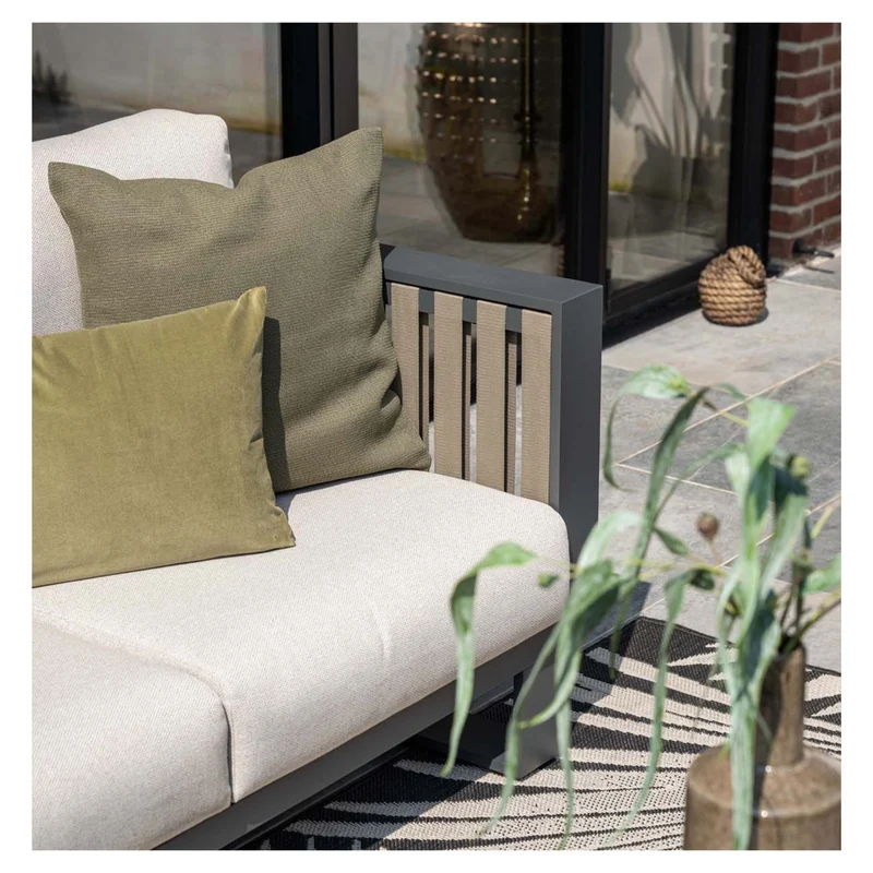 Bologna stoel-bank loungeset - 3-delig - carbon black - taupe - desert sand