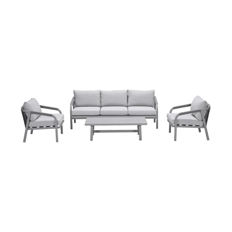 Monti stoel-bank loungeset aluminium/rope 4-delig - taupe