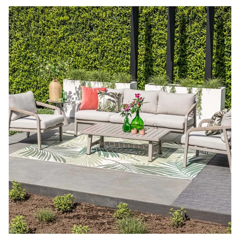 Monti stoel-bank loungeset aluminium/rope 4-delig - taupe