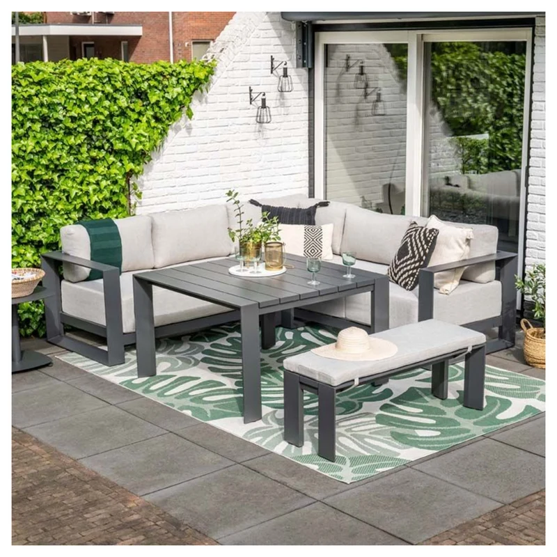 Levanto hoek loungeset - 3-delig - carbon black - valley sand