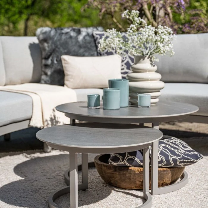 Garden Impressions Monte Carlo lounge tafel Ø80xH40 cm taupe Centostone Napoli sand