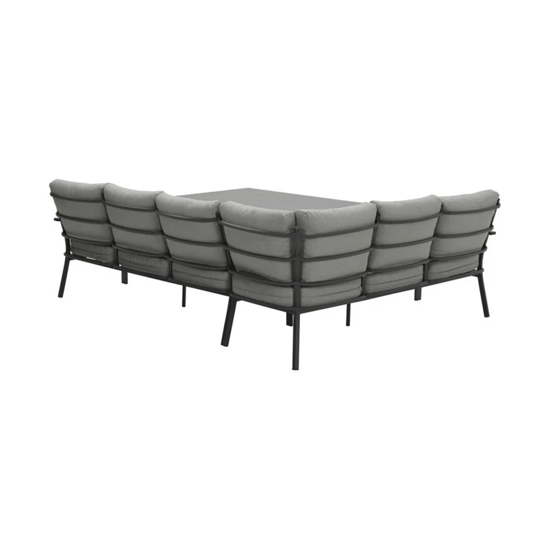 Sergio lounge diningset - 3-delig - links - carbon black - lichtgrijs