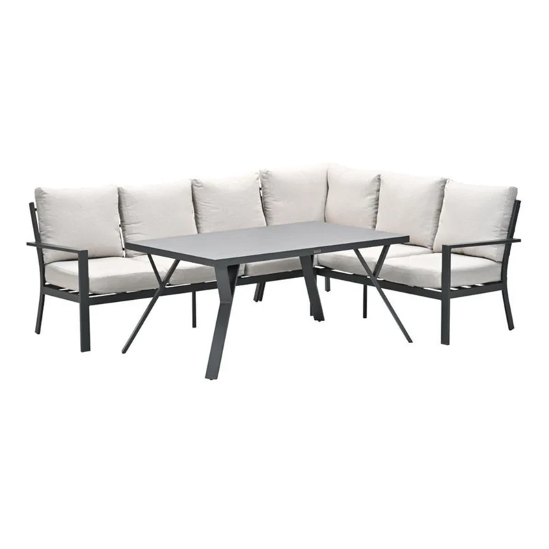 Sergio lounge diningset - 3-delig - rechts - carbon black - desert sand