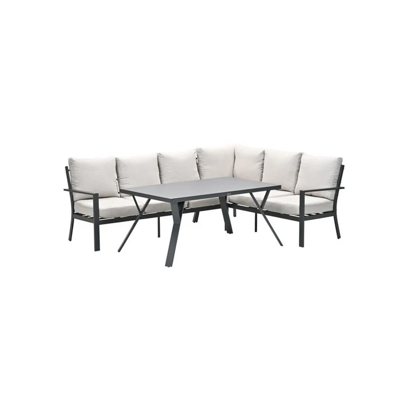 Sergio lounge diningset - 3-delig - rechts - carbon black - desert sand