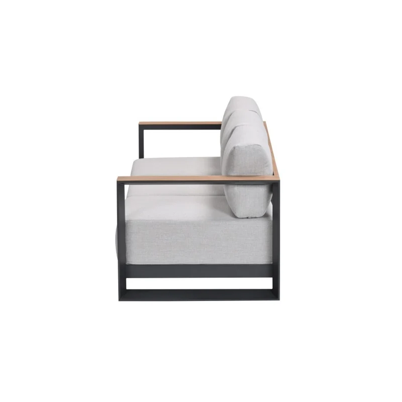 Levanto driezits loungebank - carbon black - valley sand light teaklook