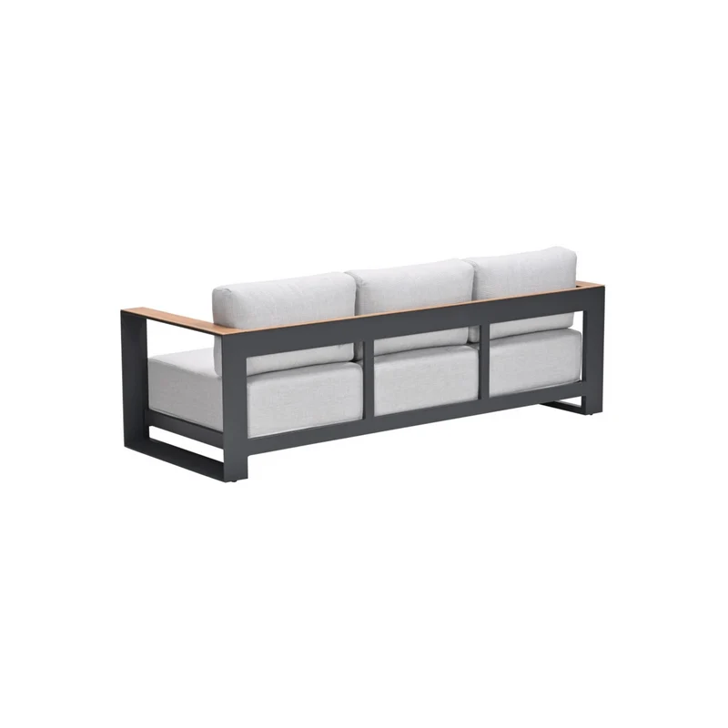 Levanto driezits loungebank - carbon black - valley sand light teaklook