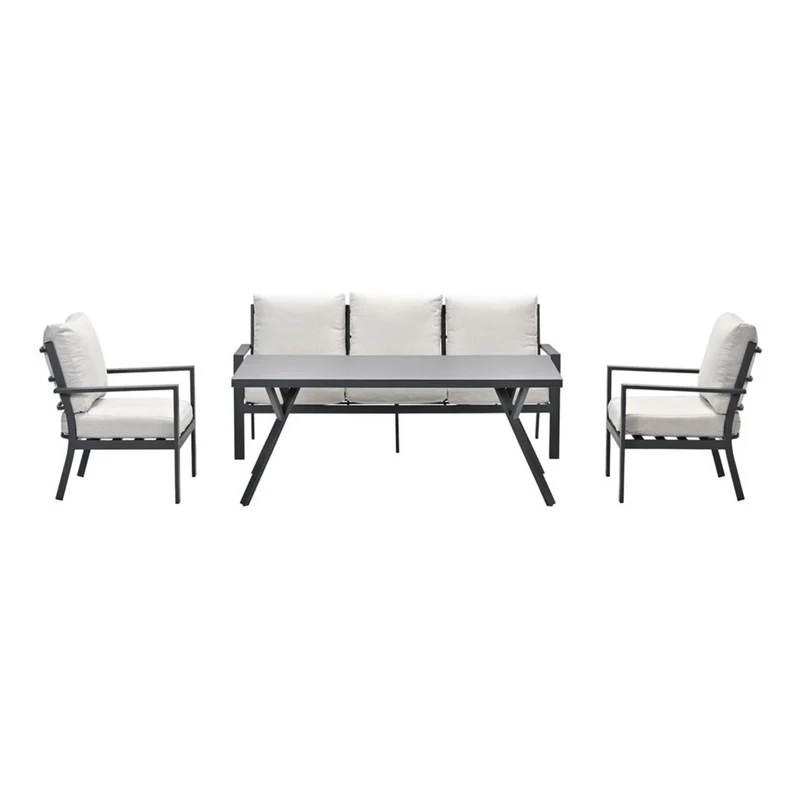 Sergio lounge dining sofa set - 4-delig - carbon black - desert sand