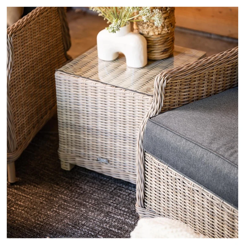 Veracruz verstelbare loungestoel wicker inclusief voetenbank - vintage willow